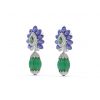 Tanzanite Emerald Floral Stud Earrings